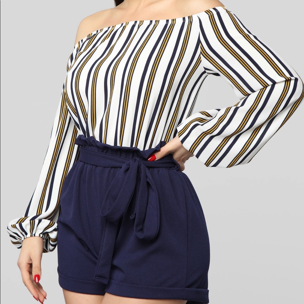 Fashion Nova Multi Stripe Romper